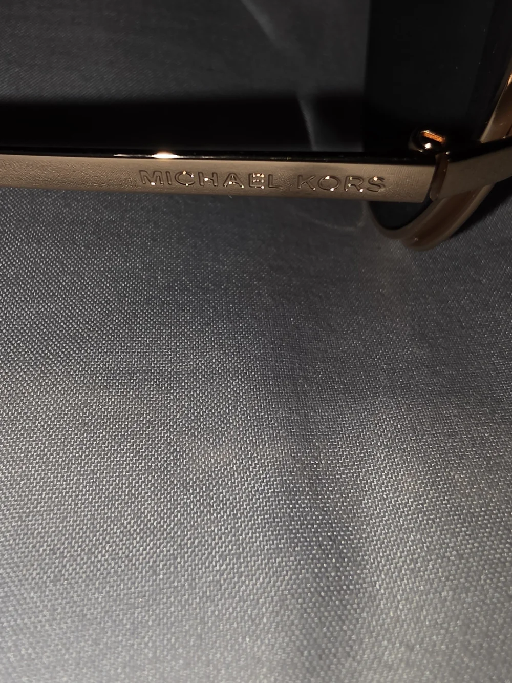 Michael Kors Gold Frame Aviator Sunglasses with Dark Blue Lenses